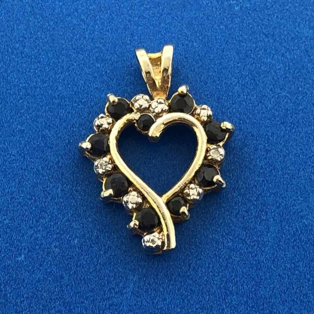Sterling Silver Vermiel Sapphire & Diamond September SweetHeart Pendant